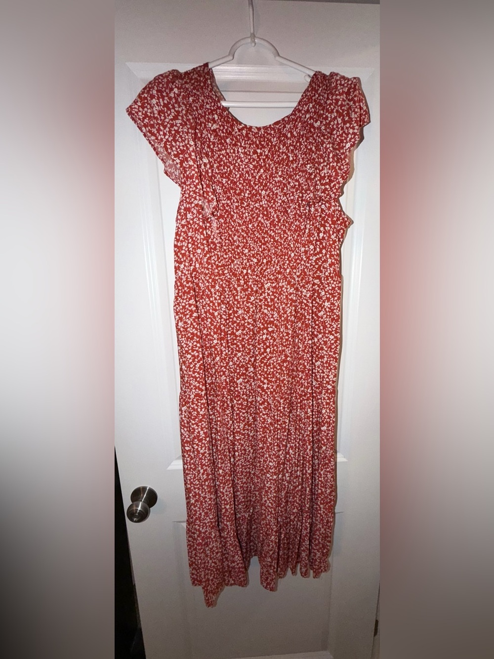 Women’s Old Navy Rust and White Floral Maxi Dress size XL EUC